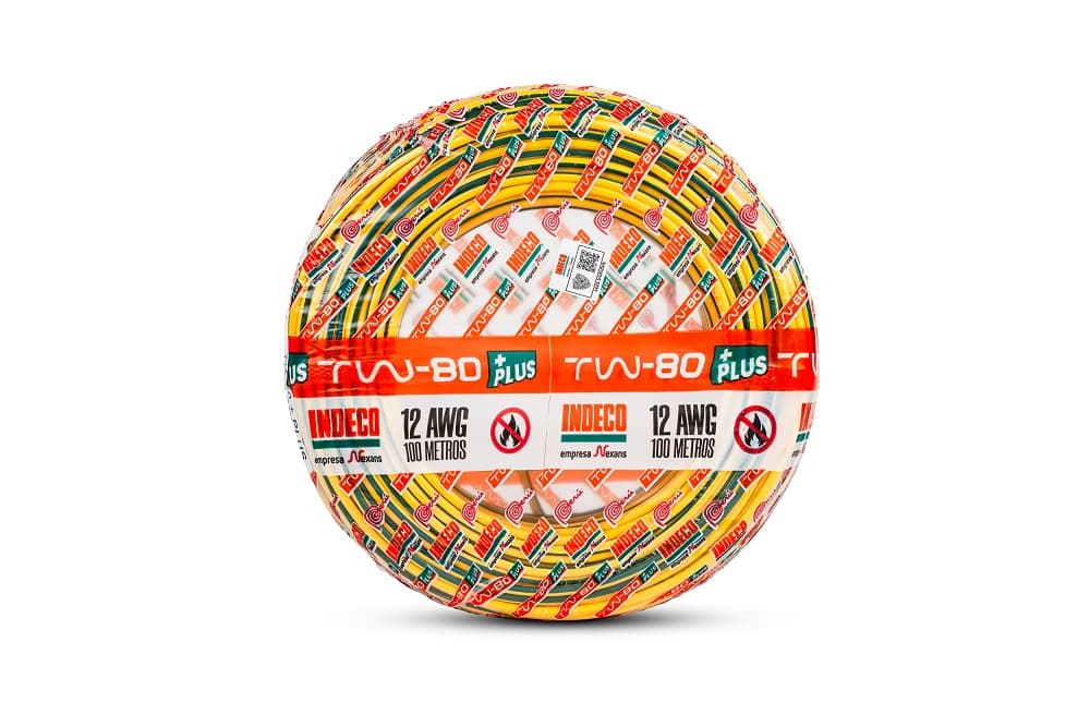 CONDUCTOR ELECTRICO CABLEADO 750V PVC 12AWG AMAR/VERDE TW-80 + PLUS
