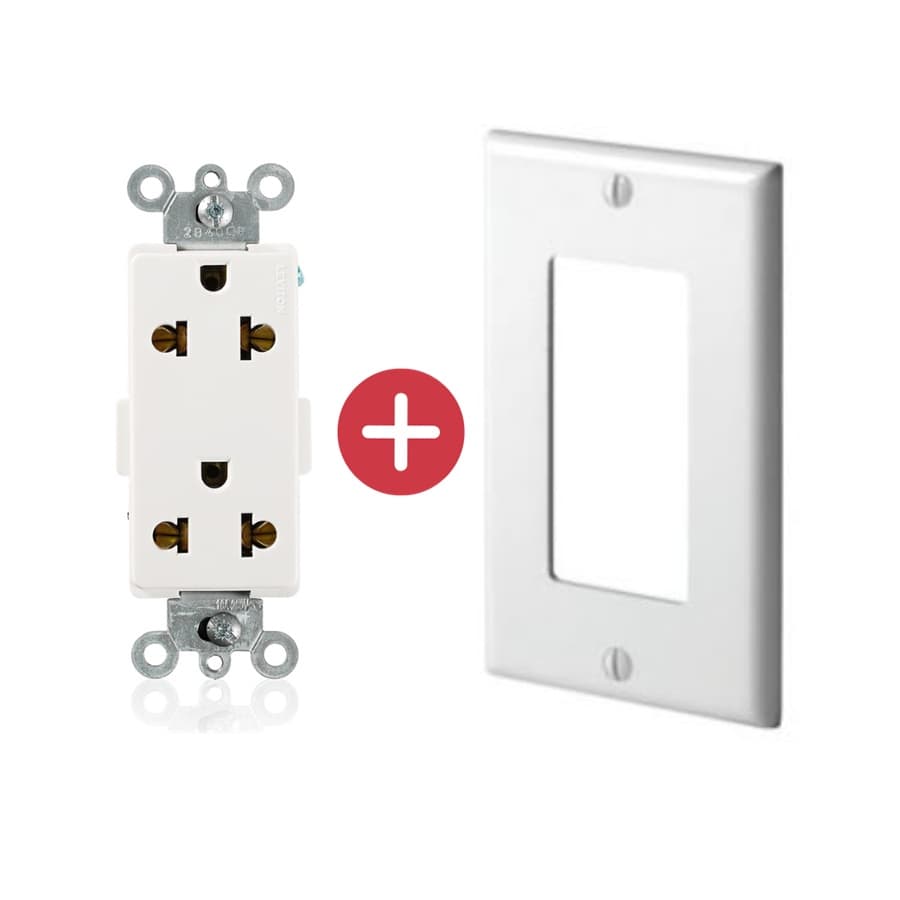 KIT TOMACORRIENTE EMP DOBLE UNIV BL 2P+T 15/16A 125/250V 5835-W + PLACA SIMPLE COLOR BL 80401-NW