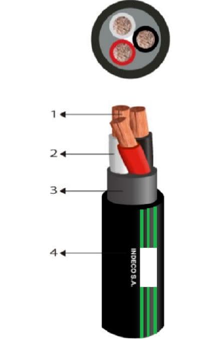 CONDUCTOR ELECTRICO 500V VULCANIZADO 3X10AWG NEGRO NMT PC