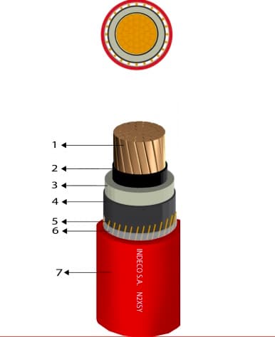 CONDUCTOR ELECTRICO MEDIA TENSION 18/30KV 1X50MM2 ROJO PH N2XSY