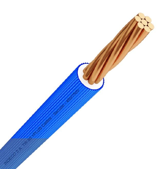 CONDUCTOR ELECTRICO ESTRIADO 750V PVC 10AWG AZUL TW-80 + PLUS