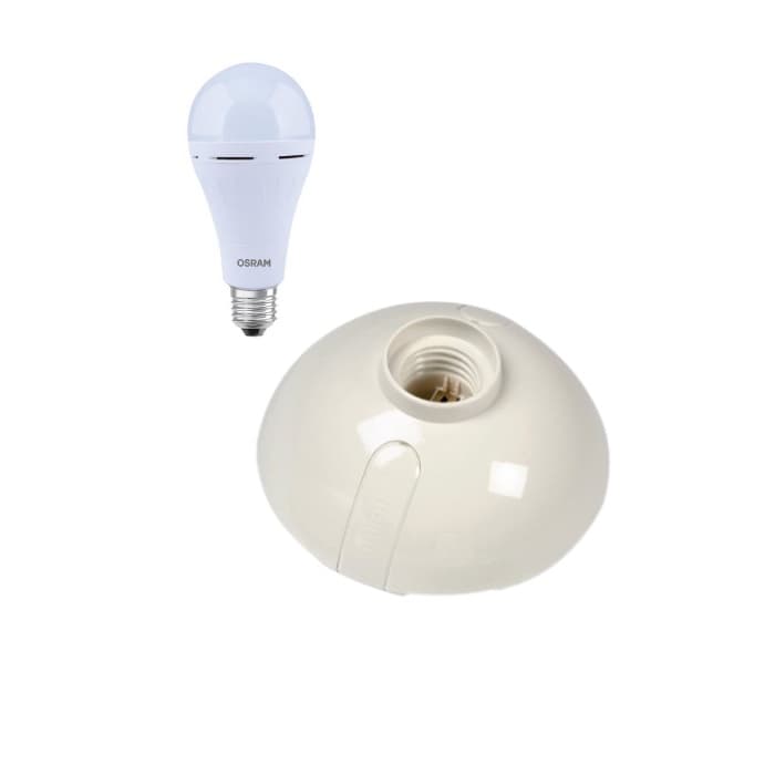 KIT LAMPARA LED EMERGENCIA E27 10W 6500K 100-240V + WALL SOCKET OVAL