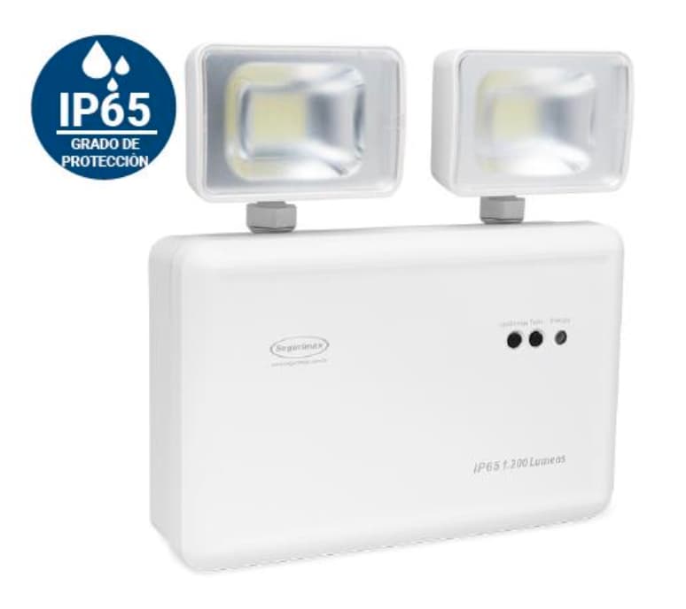 LUMINARIA EMERGENCIA LED 2 FAROS 9.6W 120-240VAC 1200LM 3H IP65