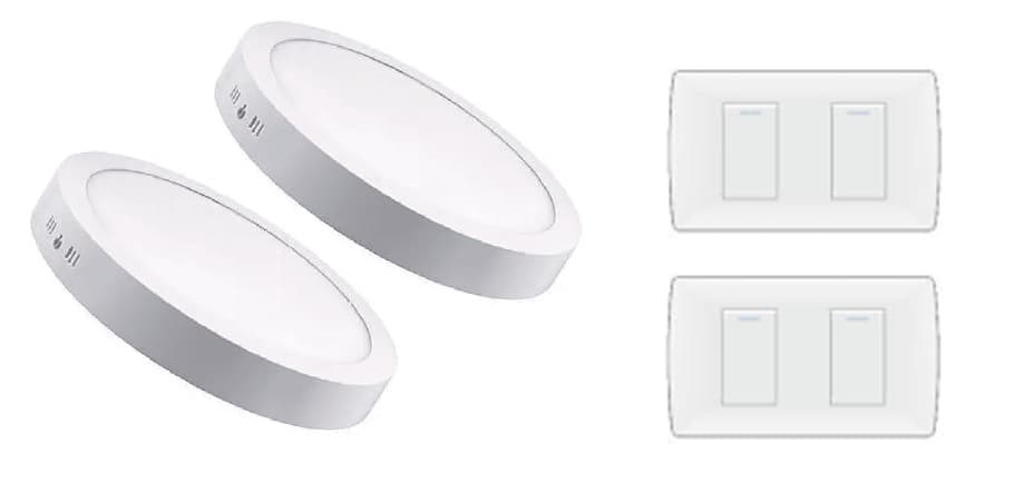 KIT DE 2 PLAFONES CIRCULAR 18W FRÍO + 2 INTERRUPTORES DOBLES LP1621S