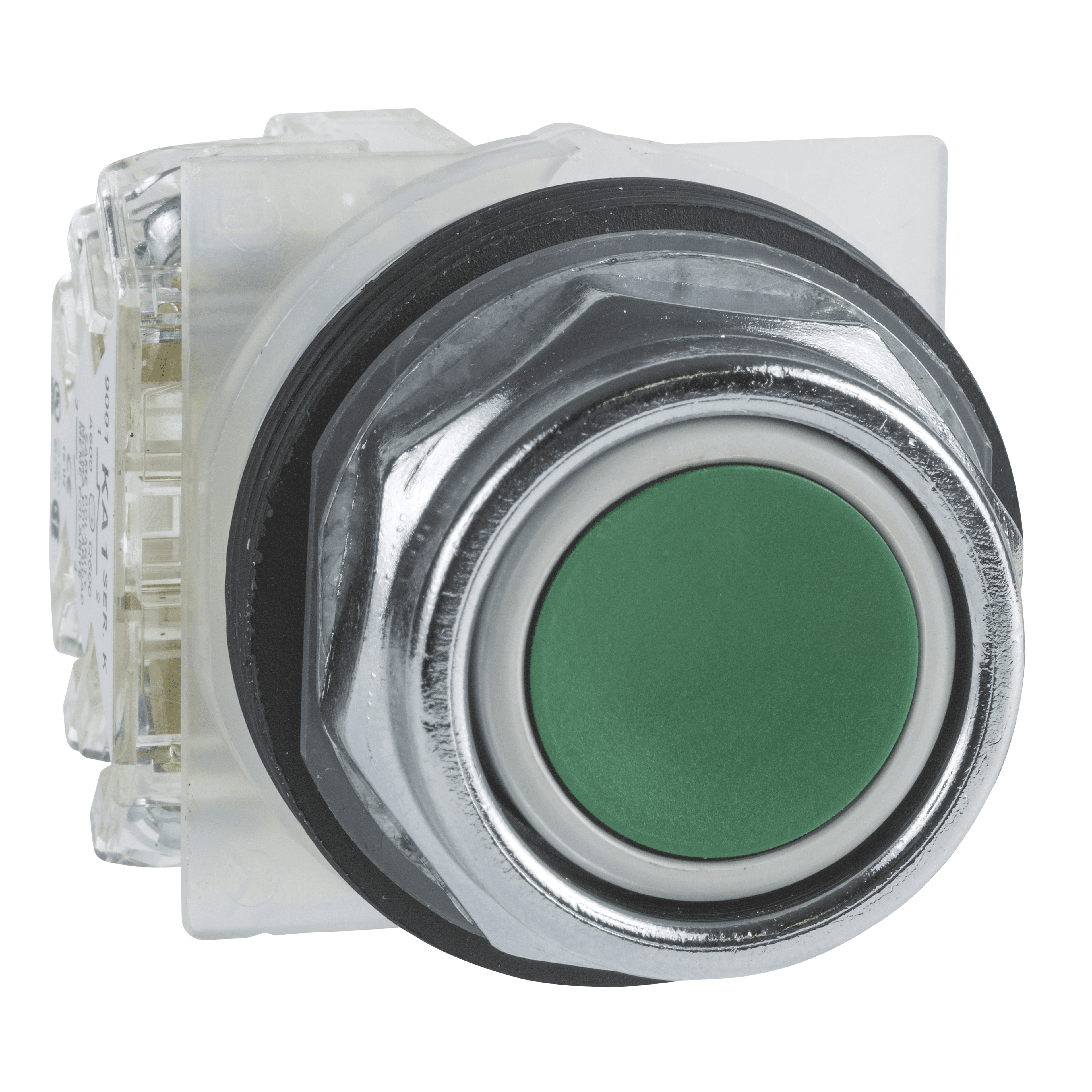 PULSADOR RASANTE METAL VERDE 30MM 1NA+1NC HARMONY 9001KR1GH13