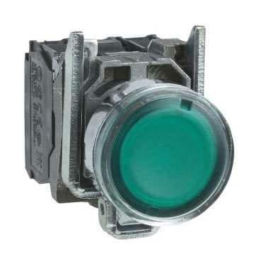 PULSADOR LUMIN. RASANTE METAL VERDE 22MM 220VAC C/LED 1NA+1NC HARMONY XB4BW3365