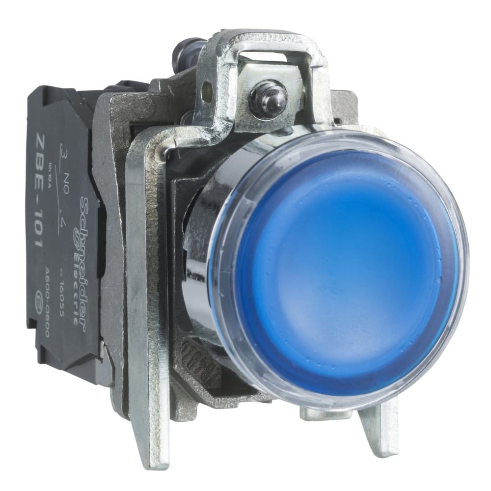 PULSADOR LUMIN. RASANTE METAL AZUL 22MM 110-120VAC C/LED 1NA+1NC HARMONY XB4BW36G5
