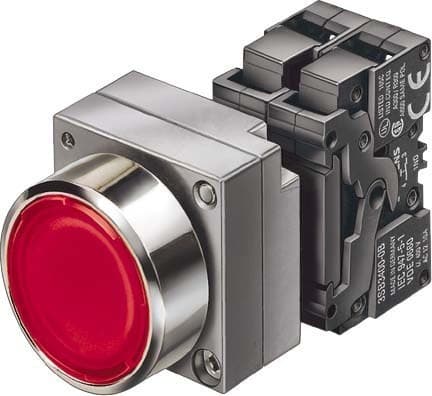 PULSADOR LUMIN. RASANTE METAL ROJO 22MM 230VAC C/LED 1NC SIGNUM 3SB36540AA21