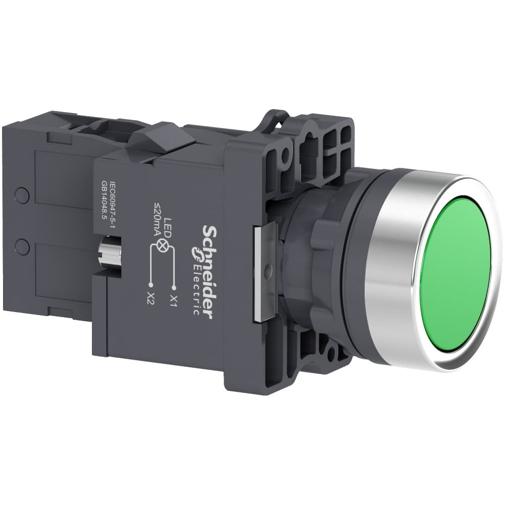 PULSADOR LUMIN. RASANTE PLAST VERDE 22MM 220VAC C/LED 1NA HARMONY EASY XA2EW33M1