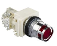 PULSADOR LUMIN. RASANTE METAL ROJO 30MM 120VAC/DC C/LAMP 1NANC HARMONY 9001K3L38RH13