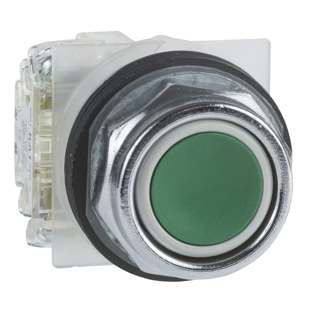 PULSADOR RASANTE METAL VERDE 30MM 1NA HARMONY 9001KR1GH5