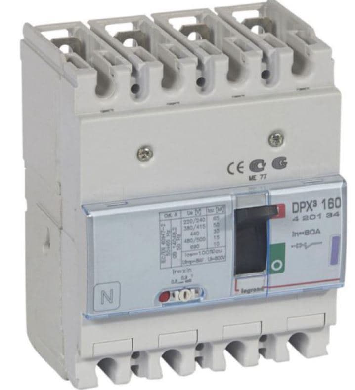 INTERRUPTOR TERMOMAG DIFERENCIAL 4P 64-80A 400VAC 36KA DPX3 420134