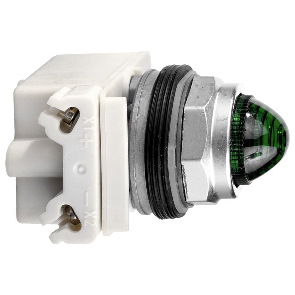 LUZ PILOTO OCTOGONAL 30 MM IP66 VERDE CON LAMPARA BA9S 230V 9001KP7G9