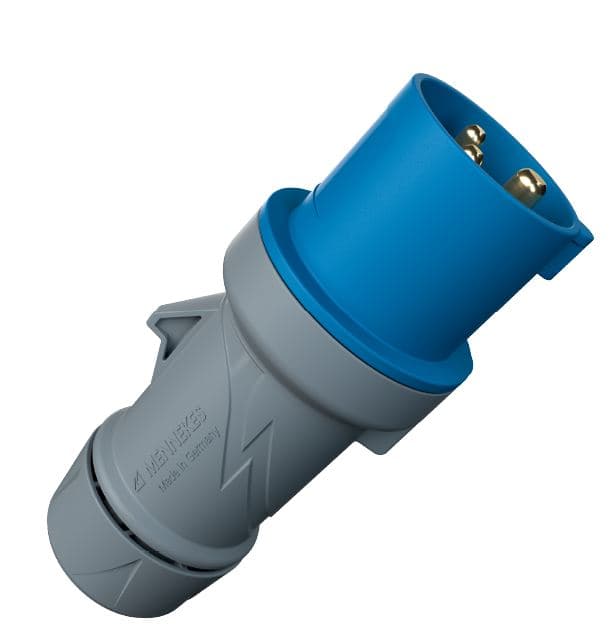 ENCHUFE INDUSTRIAL AEREO 2P+T 16A 230V AZUL 6H IP44 3204