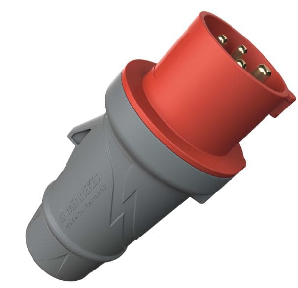 ENCHUFE INDUSTRIAL AEREO 3P+T 16A 415V ROJO 6H IP44 3206