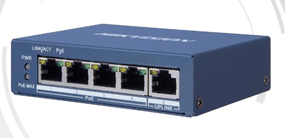 SWITCH CONMUTADOR NO ADM ETHERNET 4 PUERT 10/100MBPS POE+1 PUERT UPLINK RJ45 35W DS-3E0505P-E/M