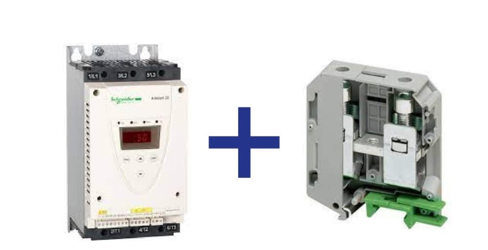 ARRANCADOR ELECTRONICO SUAVE 17A 5/10HP 220/440VAC ALTISTART ATS22D17S6 + BORNERA 70 MM2 NSYTRV702