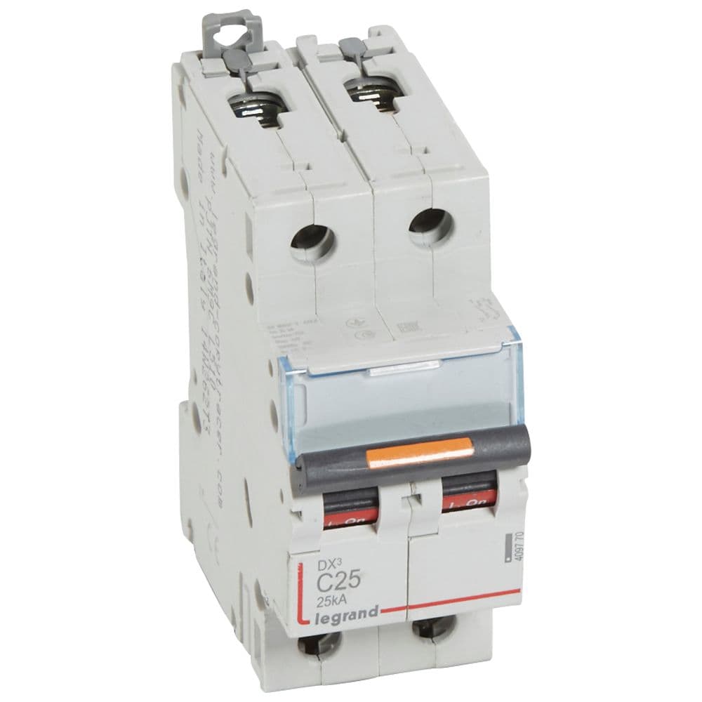 INTERRUPTOR TERMOMAGNETICO PARA RIEL DIN DX3-25kA C25 2x25A 409770