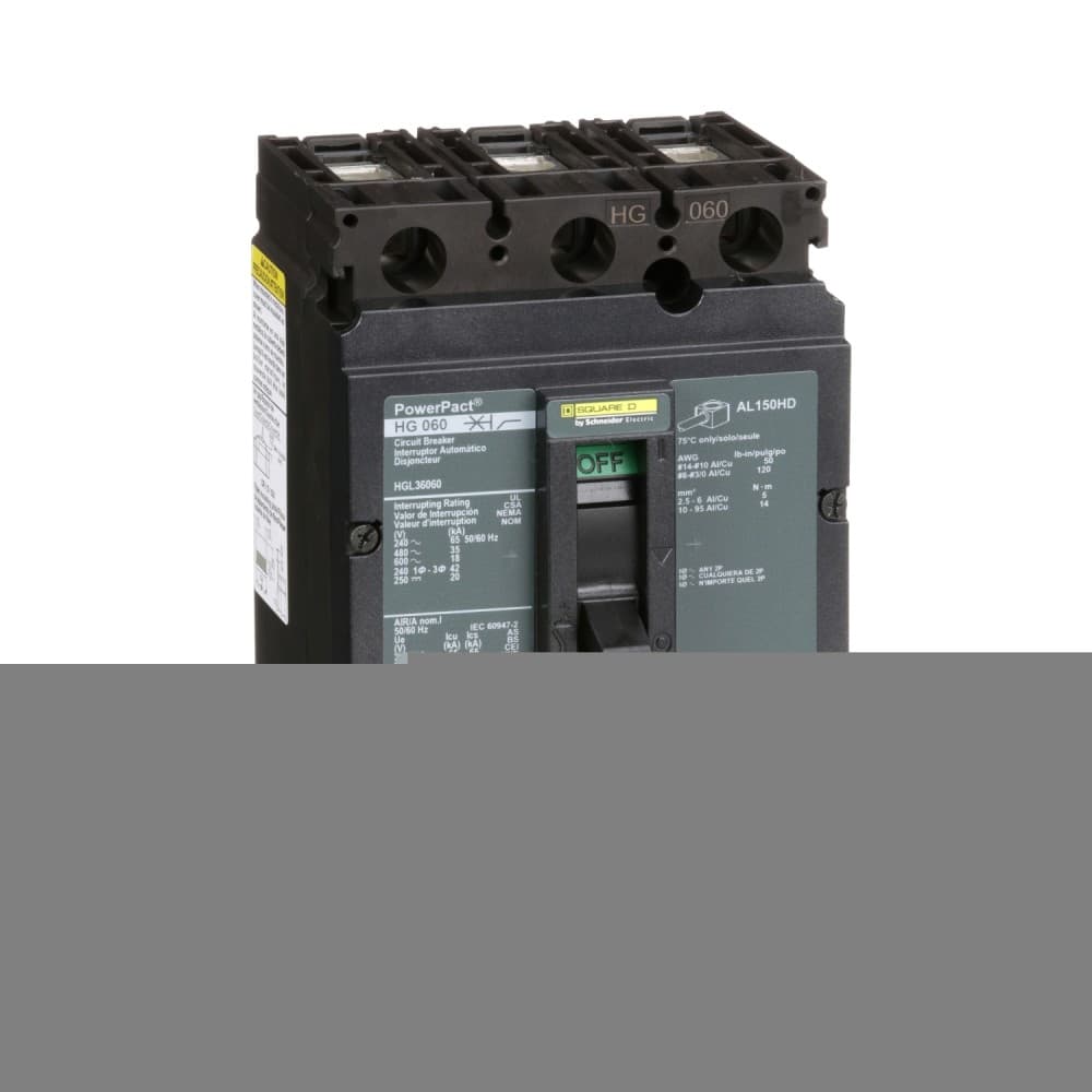 INTERRUPTOR TERMOMAGNETICO 3x60A, 35kA a 480V, HGL 36060 SQUARE´D