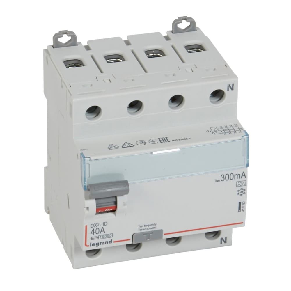 INTERRUPTOR DIFERENCIAL 4P 40A 400VAC 300MA TIPO A RCD DX3-ID 411780