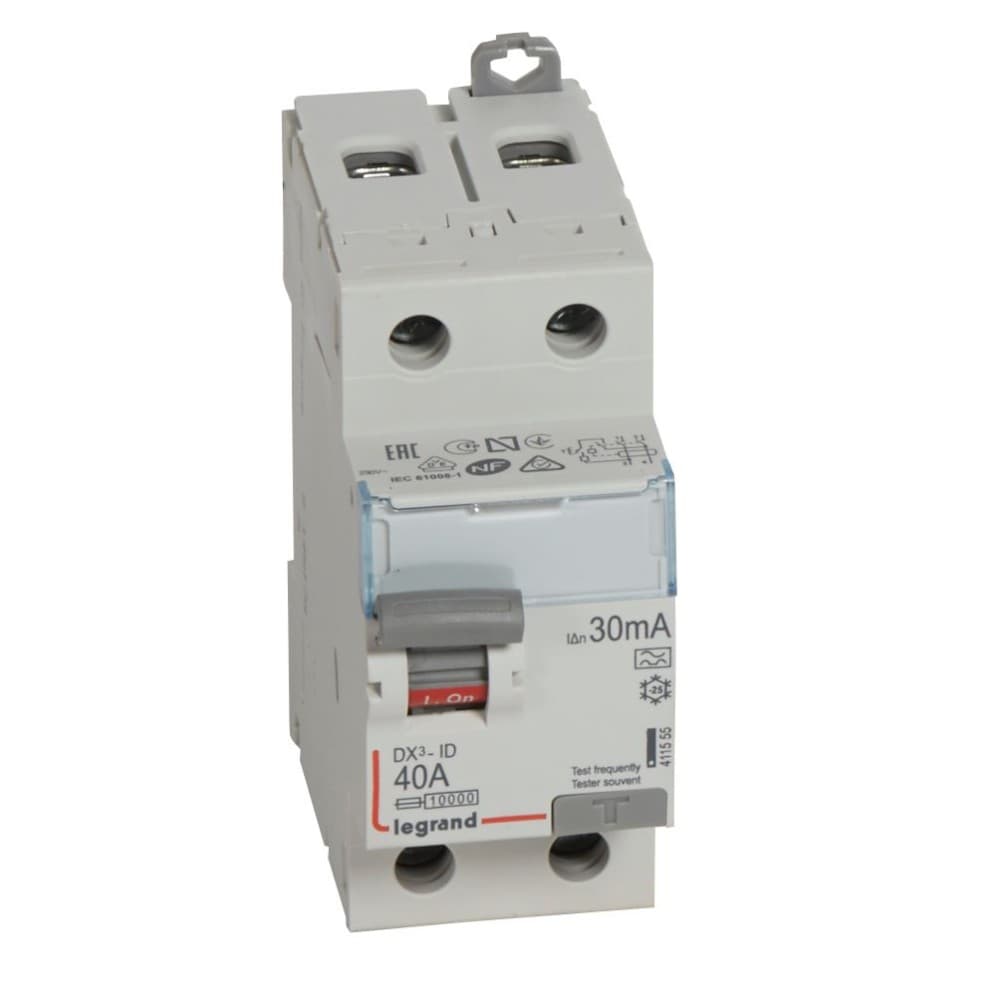 INTERRUPTOR DIFERENCIAL 2P 40A 230VAC 30MA TIPO A DX3 ID 411555