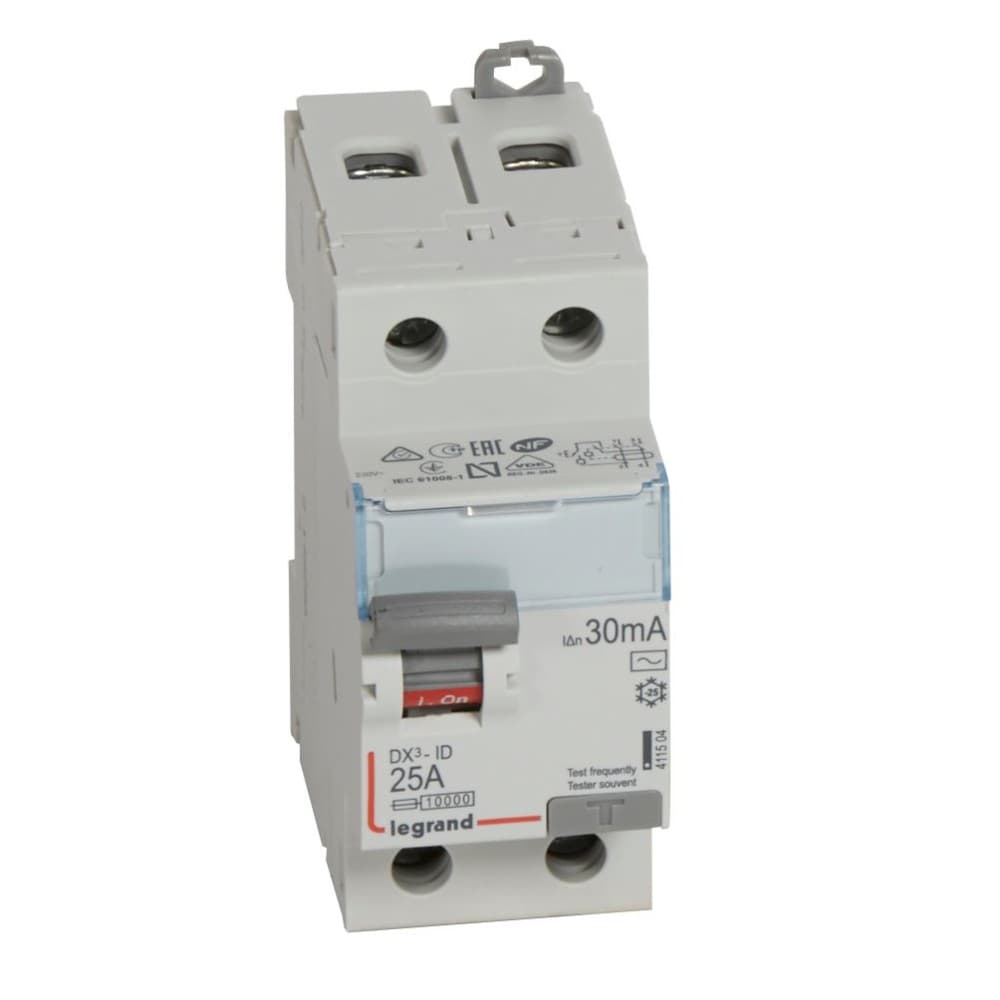 INTERRUPTOR DIFERENCIAL 2P 25A 230VAC 30MA TIPO AC DX3-ID 411504