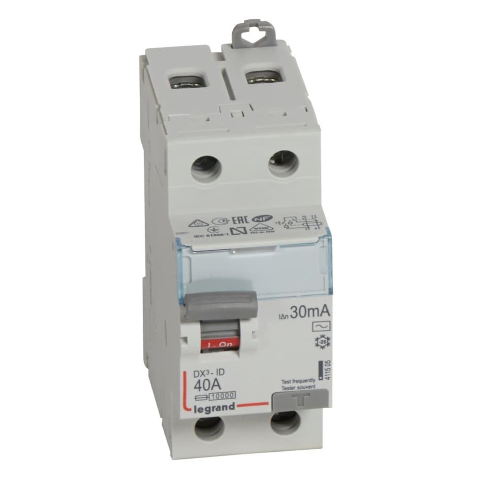 INTERRUPTOR DIFERENCIAL 2P 40A 230VAC 30MA TIPO AC DX3-ID 411505