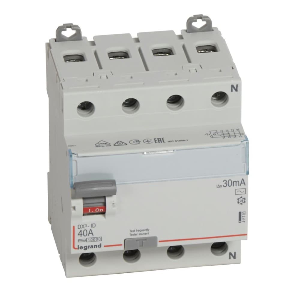 INTERRUPTOR DIFERENCIAL 4P 40A 400VAC 30MA TIPO AC DX3-ID 411703