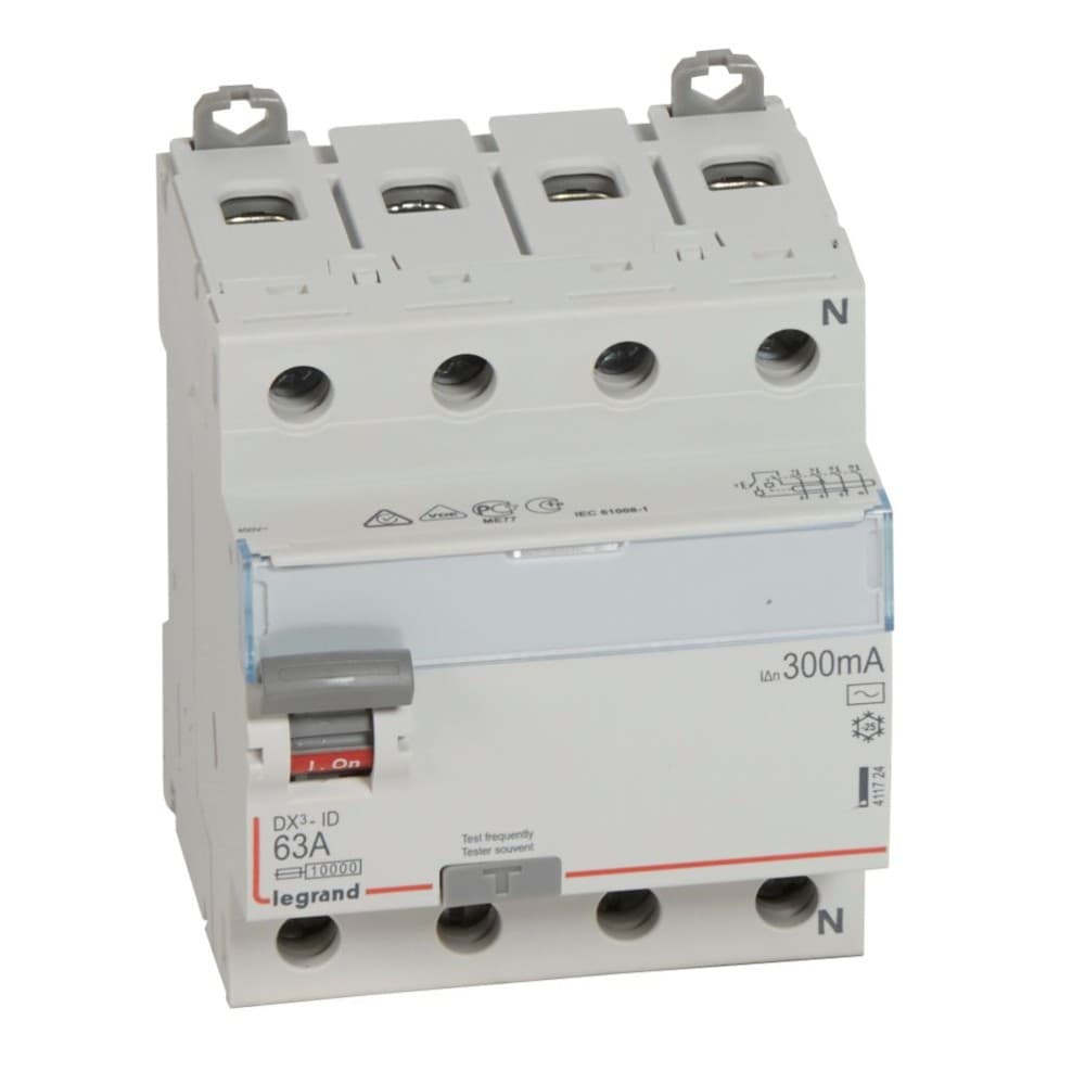 INTERRUPTOR DIFERENCIAL 4P 63A 400VAC 300MA TIPO AC DX3-ID 411724