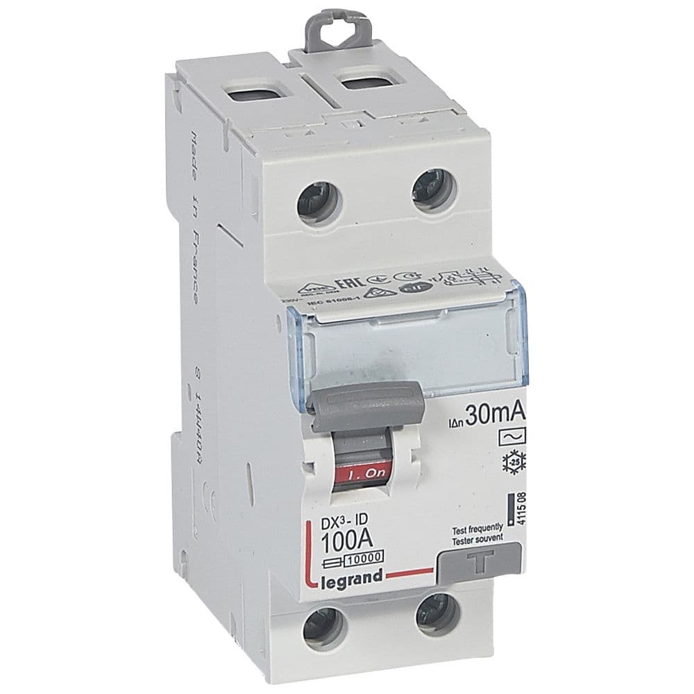 INTERRUPTOR DIFERENCIAL 2P 100A 230VAC 30MA TIPO AC DX3 ID 411508