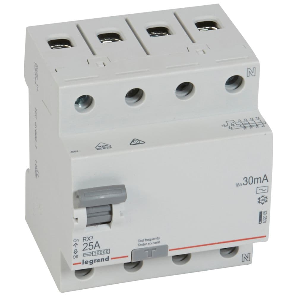 INTERRUPTOR DIFERENCIAL 4P 25A 400VAC 30MA TIPO AC RX3 402062