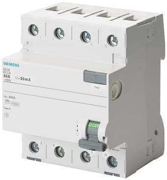 INTERRUPTOR DIFERENCIAL 4P 40A 400VAC 30MA TIPO AC SENTRON 5SV53440