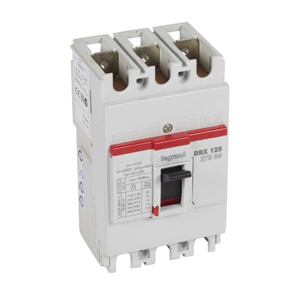 INTERRUPTOR AUT CAJA MOLD 3P FIJO 40A 10KA 415VAC DRX125 027004