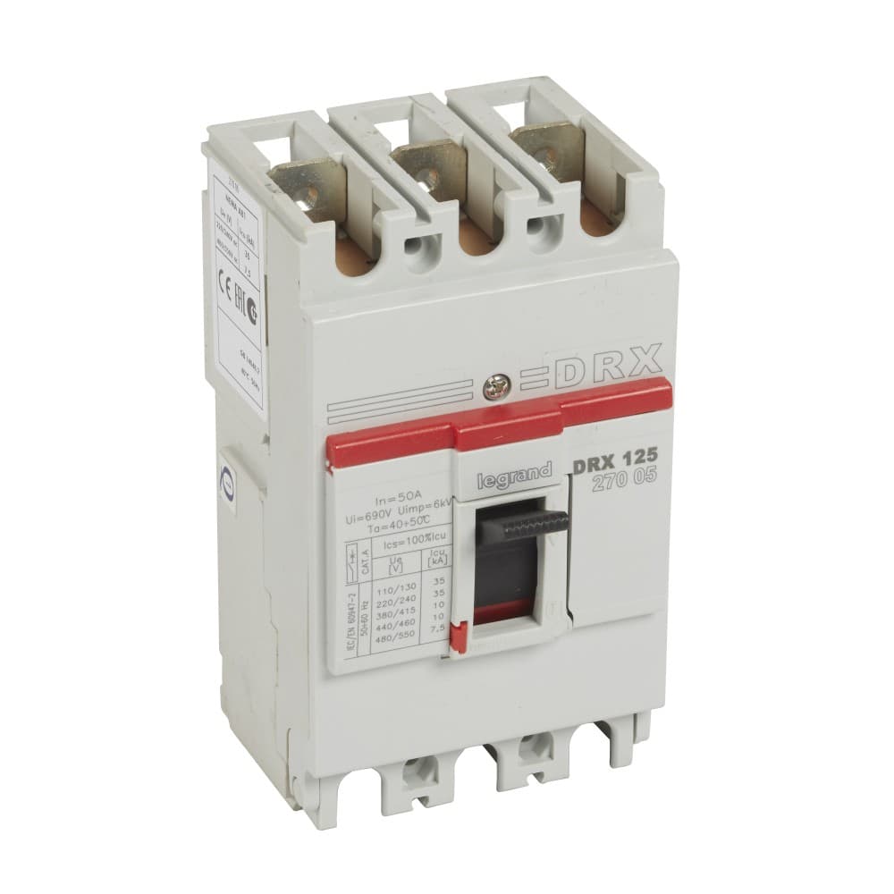 INTERRUPTOR AUT CAJA MOLD 3P FIJO 50A 10KA 415VAC DRX125 027005