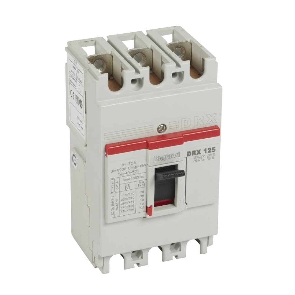 INTERRUPTOR AUT CAJA MOLD 3P FIJO 75A 10KA 415VAC DRX125 027007