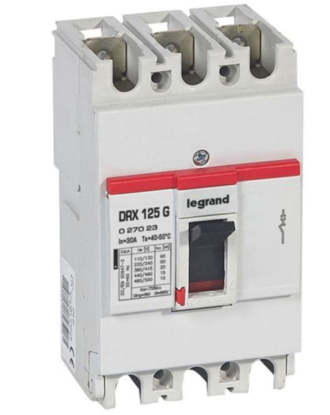 INTERRUPTOR AUT CAJA MOLD 3P FIJO 30A 20KA 380/415VAC DRX125 027023