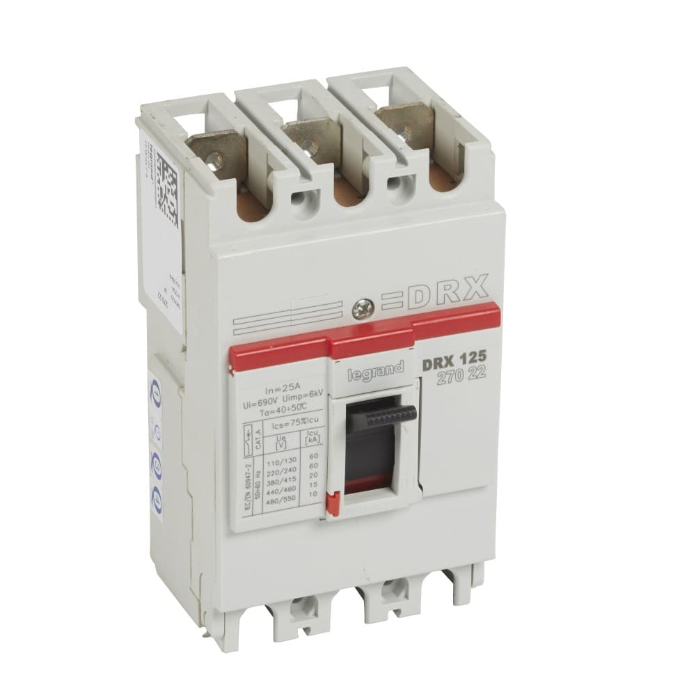 INTERRUPTOR AUT CAJA MOLD 3P FIJO 25A 20KA 380/415VAC DRX125 027022