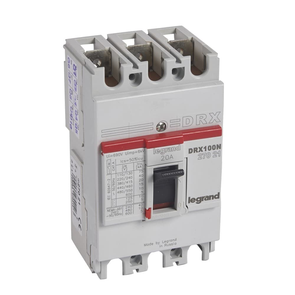 INTERRUPTOR AUT CAJA MOLD 3P FIJO 20A 20KA 380/415VAC DRX125 027021