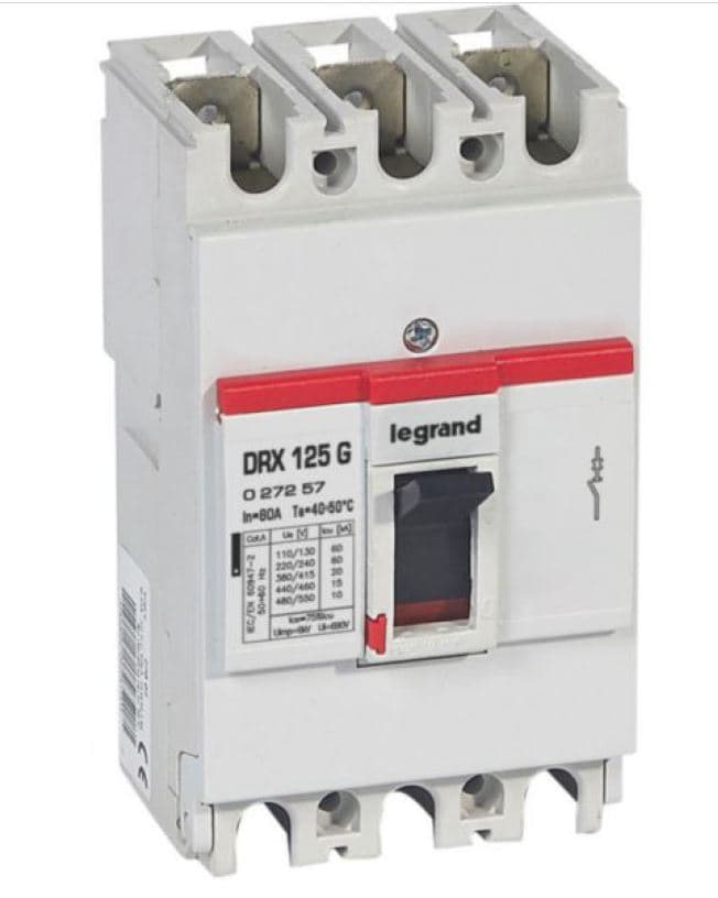 INTERRUPTOR AUT CAJA MOLD 3P FIJO 80A 20KA 380/415VAC DRX125 027257