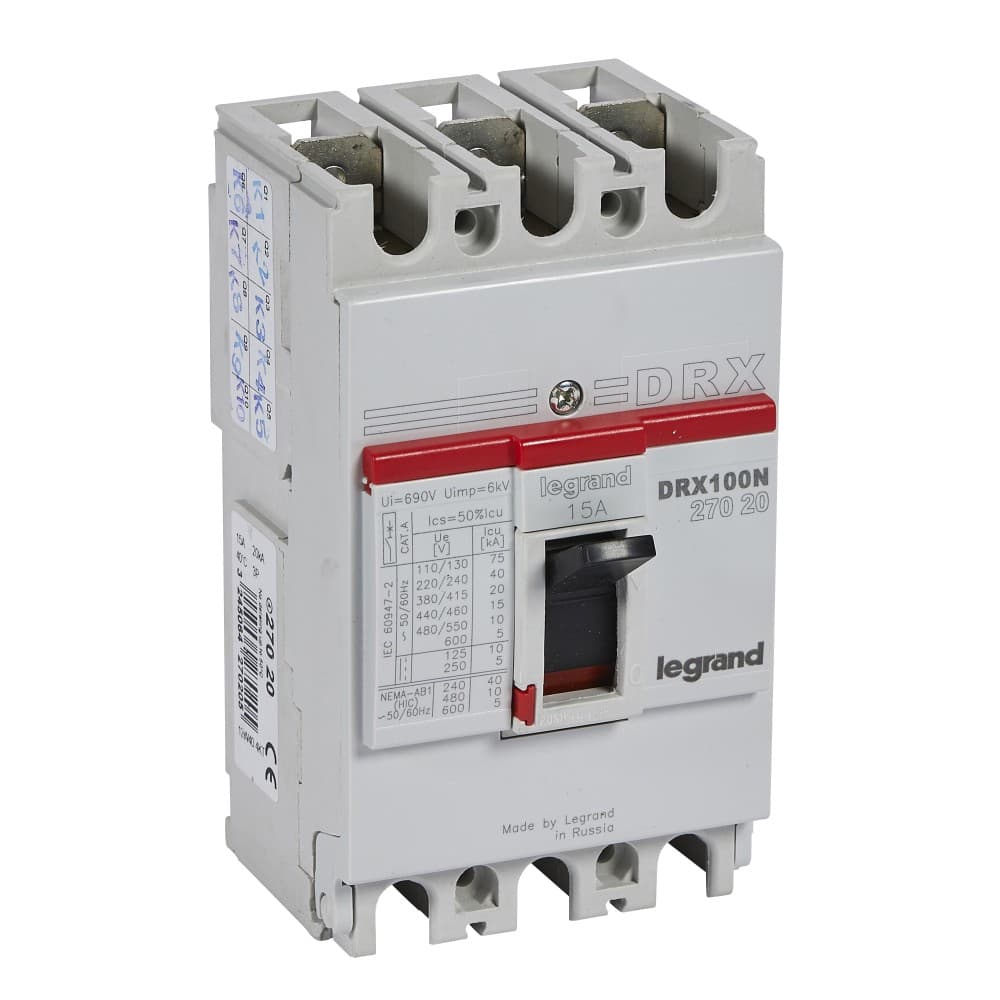 INTERRUPTOR AUT CAJA MOLD 3P FIJO 15A 20KA 380/415VAC DRX125 027020