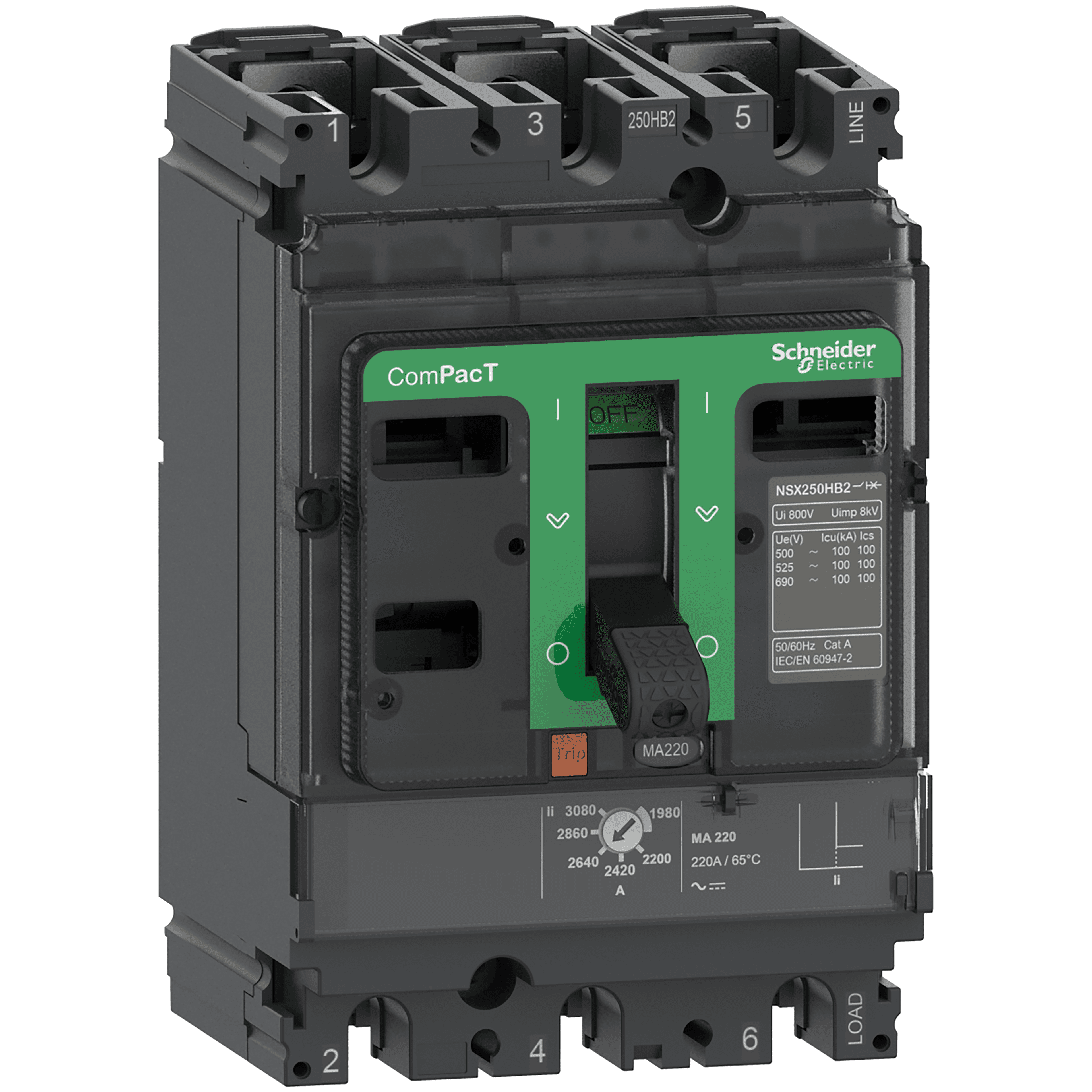 INTERRUPTOR AUTOMÁTICO NSX100F 36KA AC 3P3R 25A MA C10F3MA025