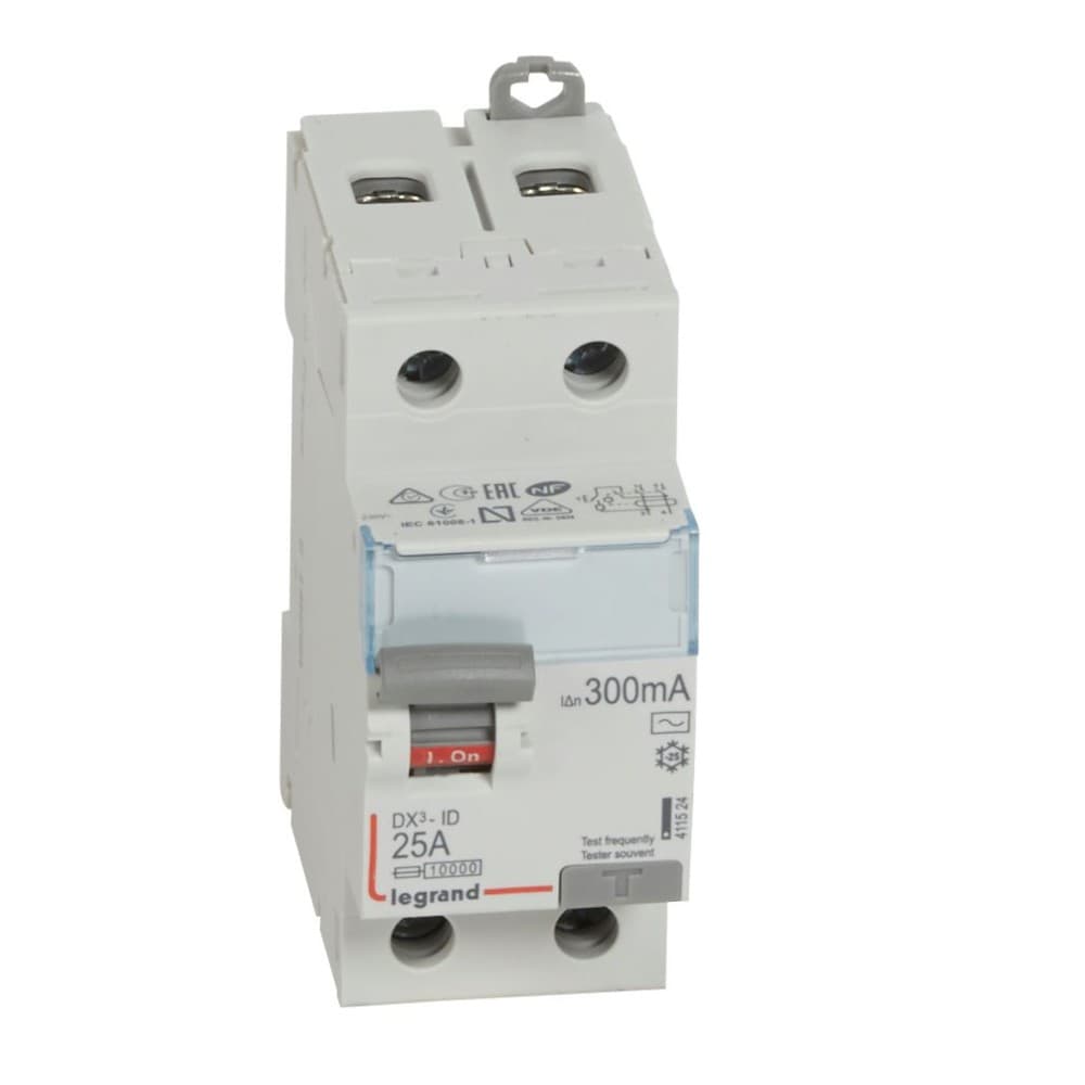 INTERRUPTOR DIFERENCIAL 2P 25A 230VAC 300MA TIPO AC DX3-ID 411524