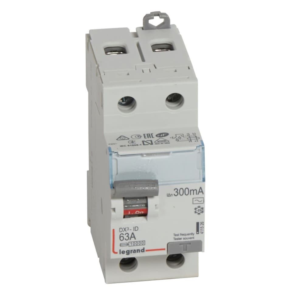 INT. DIFERENCIAL DX3-ID 2 X 63A 300mA. 230V. 2 MOD. DIN 411526