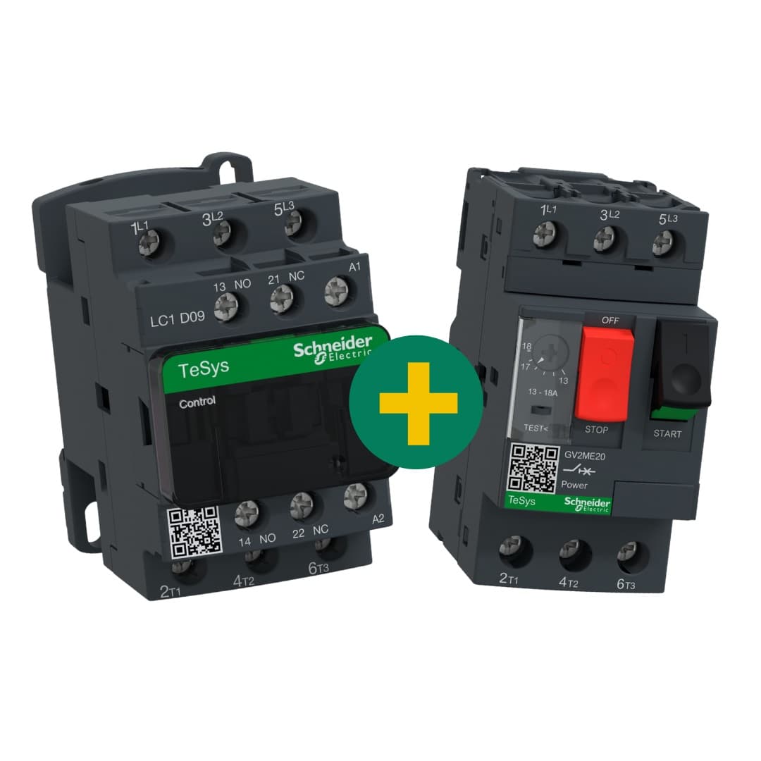 CONTACTOR POTENCIA 3P 32A AC3 220VAC LC1D32M7+GUARDAMOTOR MAGNETO-TERMICO 3P 24-32A 400/415VAC GV2ME32