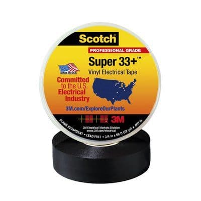 CINTA ADHESIVA SCOTCH SUPER 33+ VINILO NEGRO 1 1/2"X 30MTS
