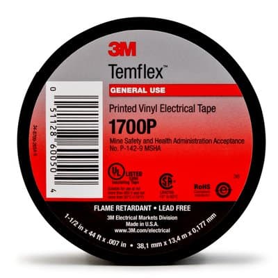 CINTA AISL. TEMFLEX 1700 VINILO 1 1/2"X 20MTS NEGRO