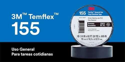 CINTA AISL. TEMFLEX 155 VINILO 3/4"X 18MTS NEGRO