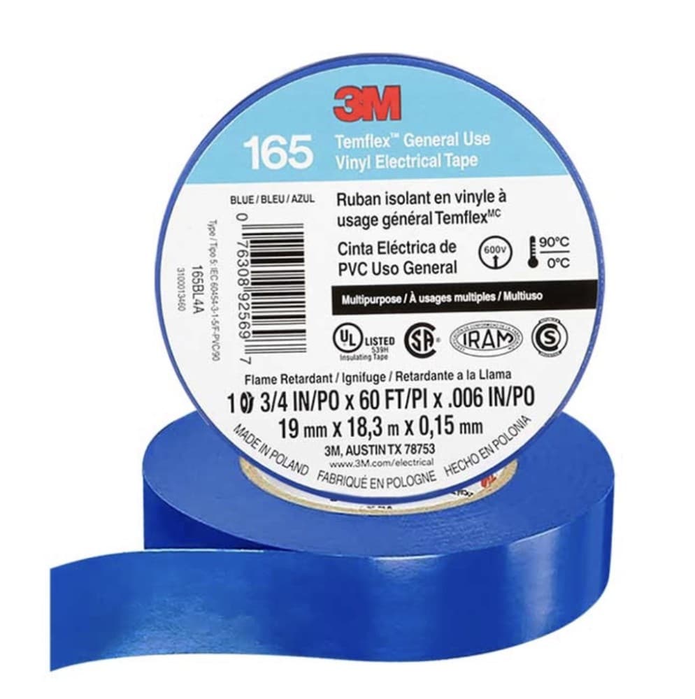 CINTA AISL. TEMFLEX 165 VINILO 3/4"X 18MTS AZUL