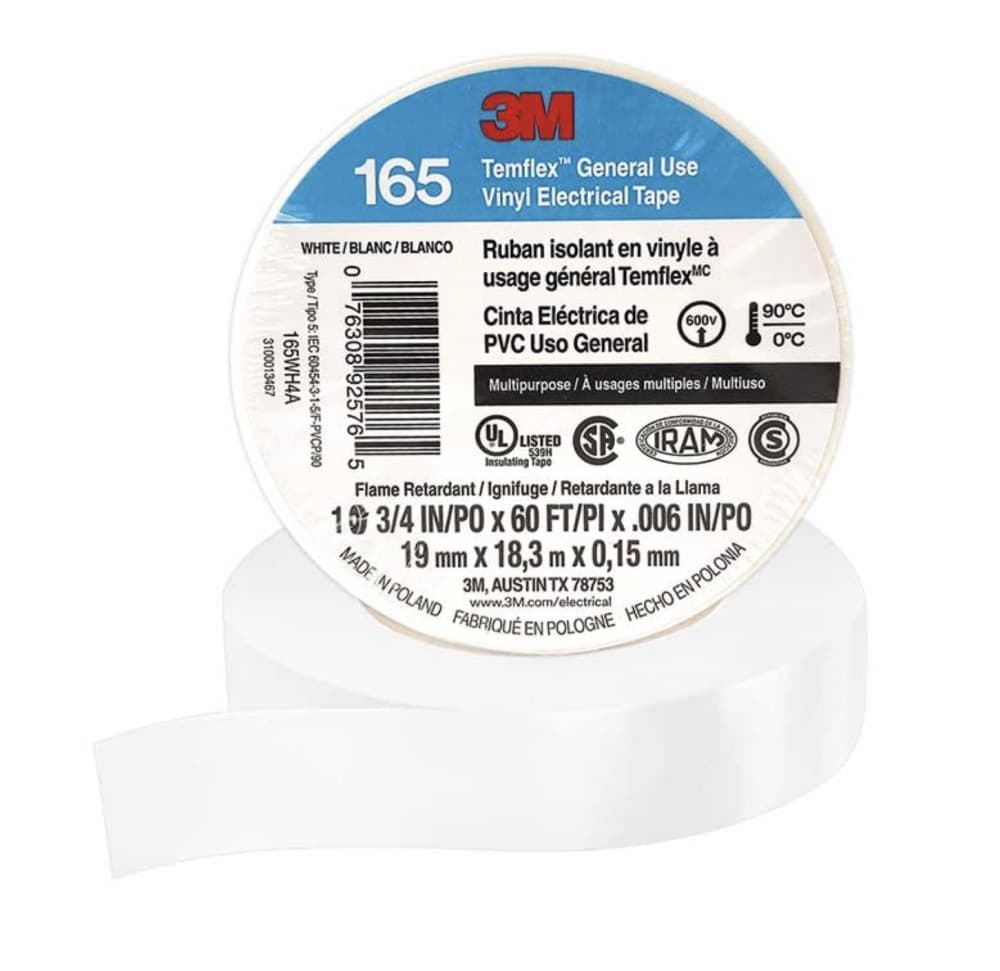 CINTA AISL. TEMFLEX 165 VINILO 3/4"X 18MTS BLANCO