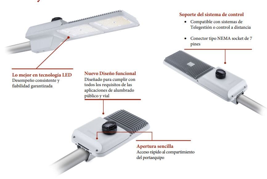 LUMINARIA LED ALUMBRADO PUBLICO 100W 220-240V 4000K 14,200LM LED142/NW IP66 P/POSTE BRP491